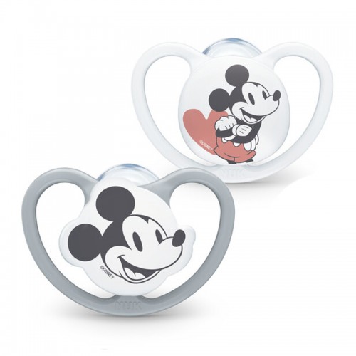 NUK Space Disney Mickey Mouse Silicone Soother Pacifier 2pcs/box | 0-6 Months | 6-18 Months | 18-36 Months | Made in Germany